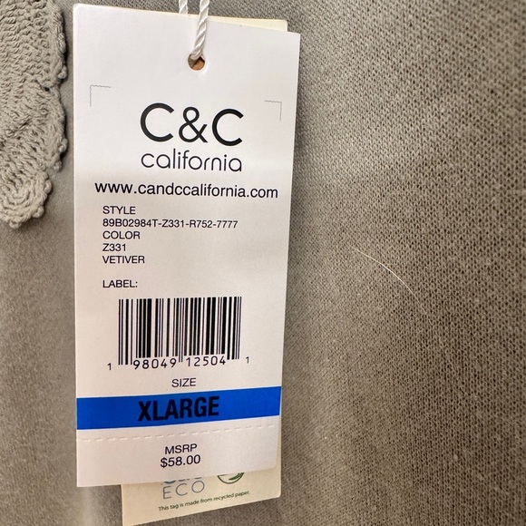 NWT C&C California Women's Olive Green Sweater with Lace Detail - Size XL - Picture 5 of 12